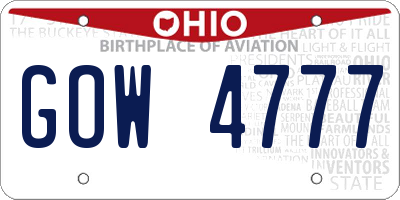 OH license plate GOW4777