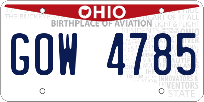 OH license plate GOW4785