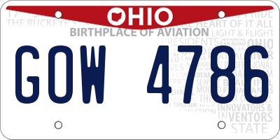 OH license plate GOW4786