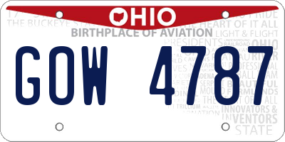OH license plate GOW4787