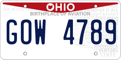 OH license plate GOW4789