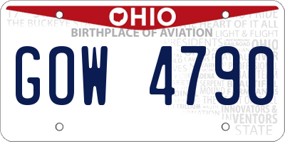 OH license plate GOW4790