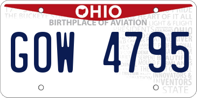 OH license plate GOW4795