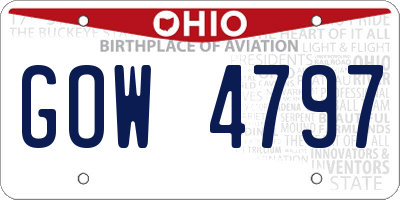 OH license plate GOW4797