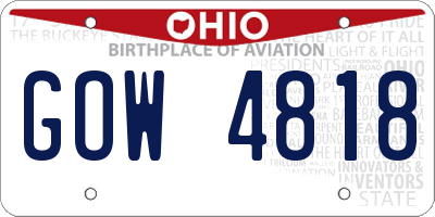 OH license plate GOW4818