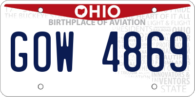 OH license plate GOW4869