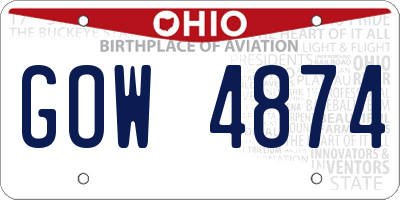 OH license plate GOW4874