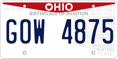 OH license plate GOW4875
