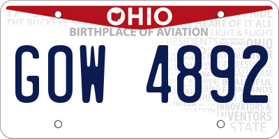 OH license plate GOW4892