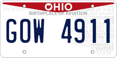 OH license plate GOW4911