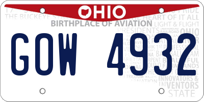 OH license plate GOW4932