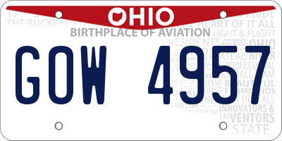 OH license plate GOW4957