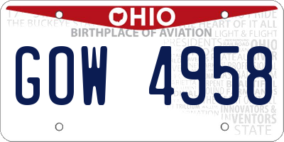OH license plate GOW4958