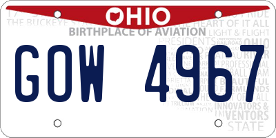 OH license plate GOW4967