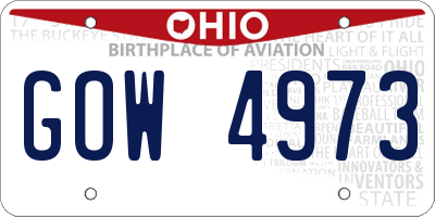 OH license plate GOW4973