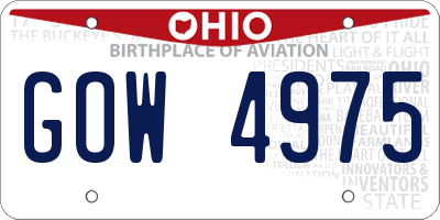 OH license plate GOW4975
