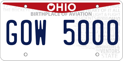 OH license plate GOW5000