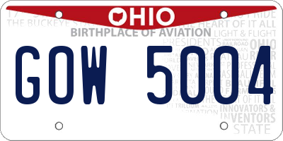 OH license plate GOW5004