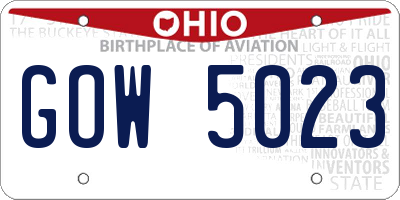 OH license plate GOW5023