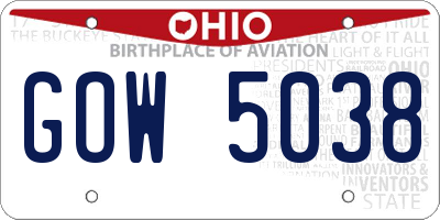 OH license plate GOW5038