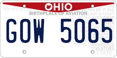 OH license plate GOW5065