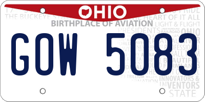OH license plate GOW5083