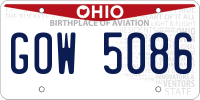 OH license plate GOW5086