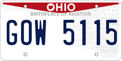 OH license plate GOW5115