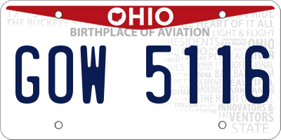 OH license plate GOW5116