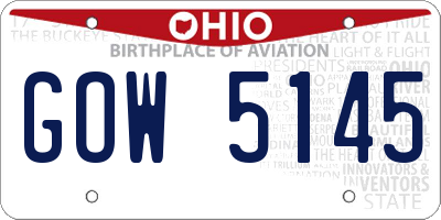 OH license plate GOW5145