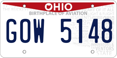 OH license plate GOW5148