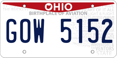 OH license plate GOW5152