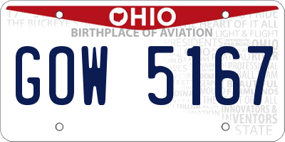 OH license plate GOW5167