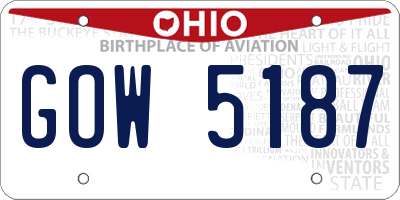 OH license plate GOW5187