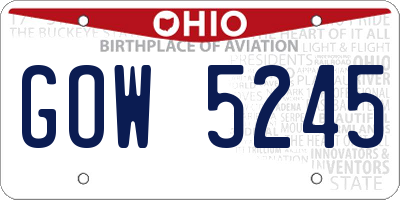 OH license plate GOW5245
