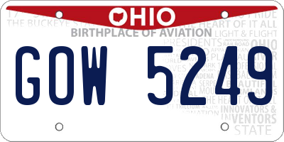 OH license plate GOW5249