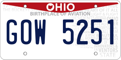 OH license plate GOW5251