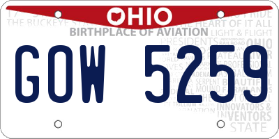 OH license plate GOW5259