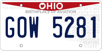 OH license plate GOW5281