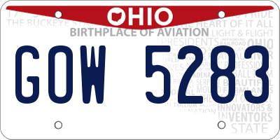 OH license plate GOW5283
