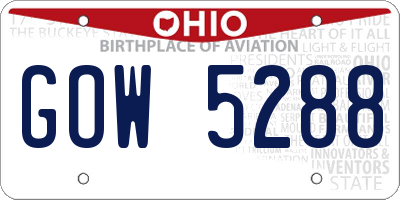 OH license plate GOW5288