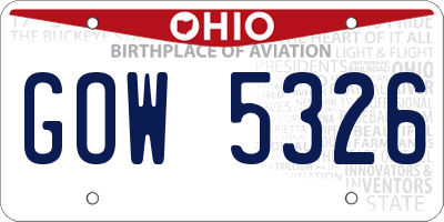 OH license plate GOW5326