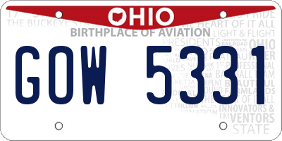 OH license plate GOW5331