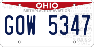 OH license plate GOW5347