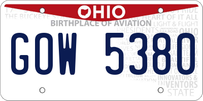 OH license plate GOW5380