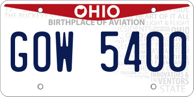 OH license plate GOW5400