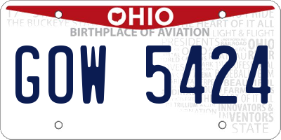 OH license plate GOW5424