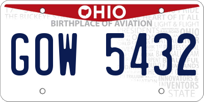 OH license plate GOW5432