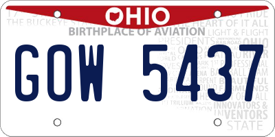 OH license plate GOW5437