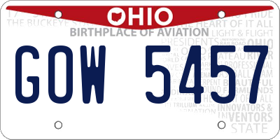 OH license plate GOW5457